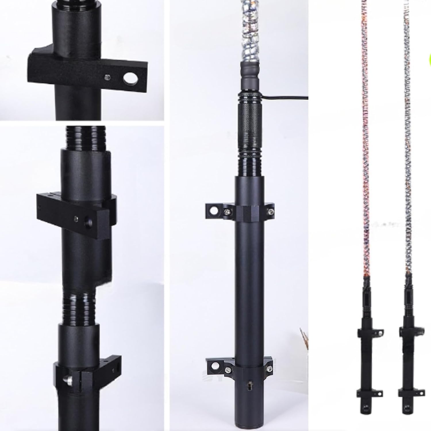 for Jeep Flag Mount JL 2026 Tailgate Flag Pole Holder LED Whip Light Mount with CB Antenna Base Bracket Compatible with Jeep Wrangler JK JKU JL Unlimited 2007-2026