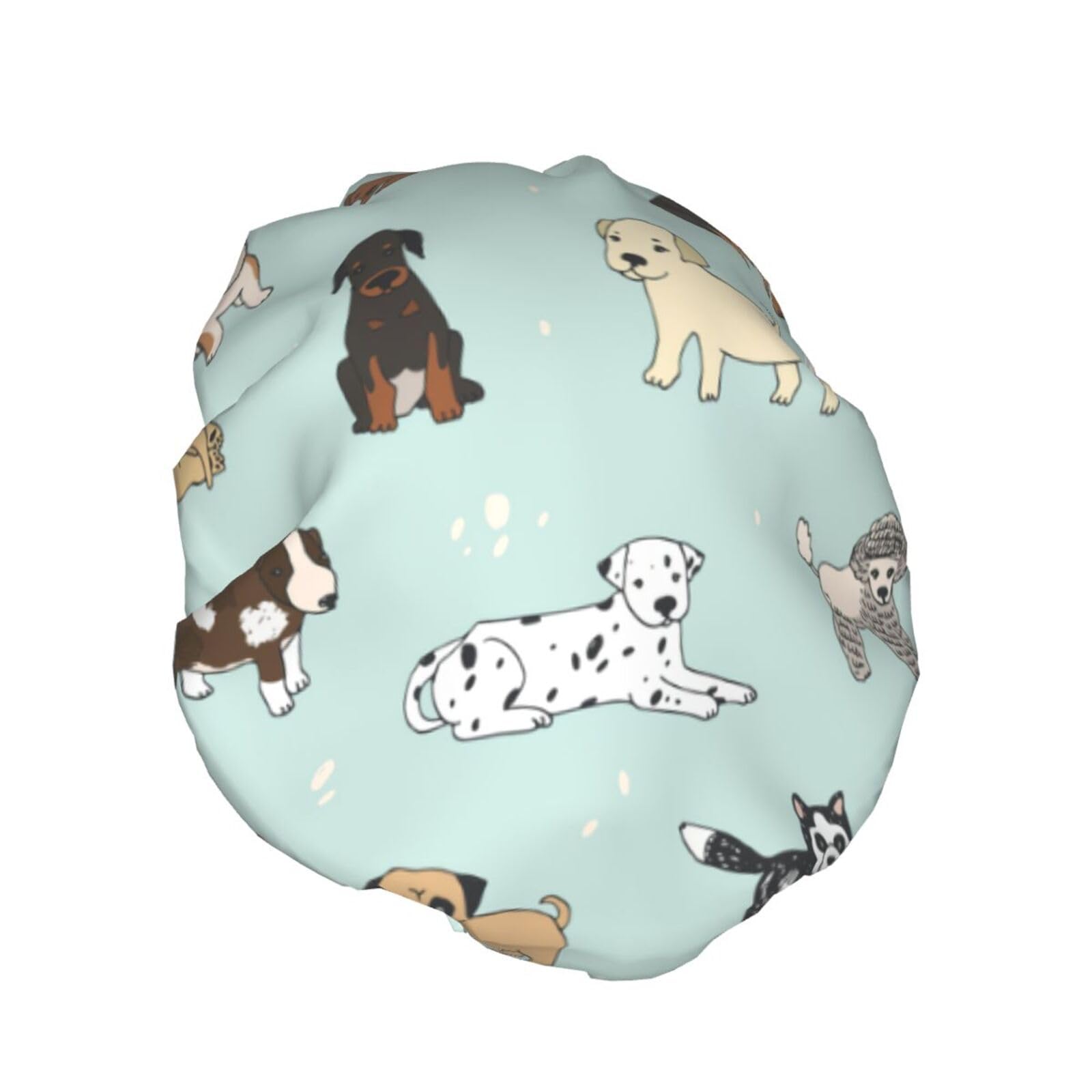 YHBLYKXP dog print Adjustable double-layer shower cap, reusable women's spa salon shower cap