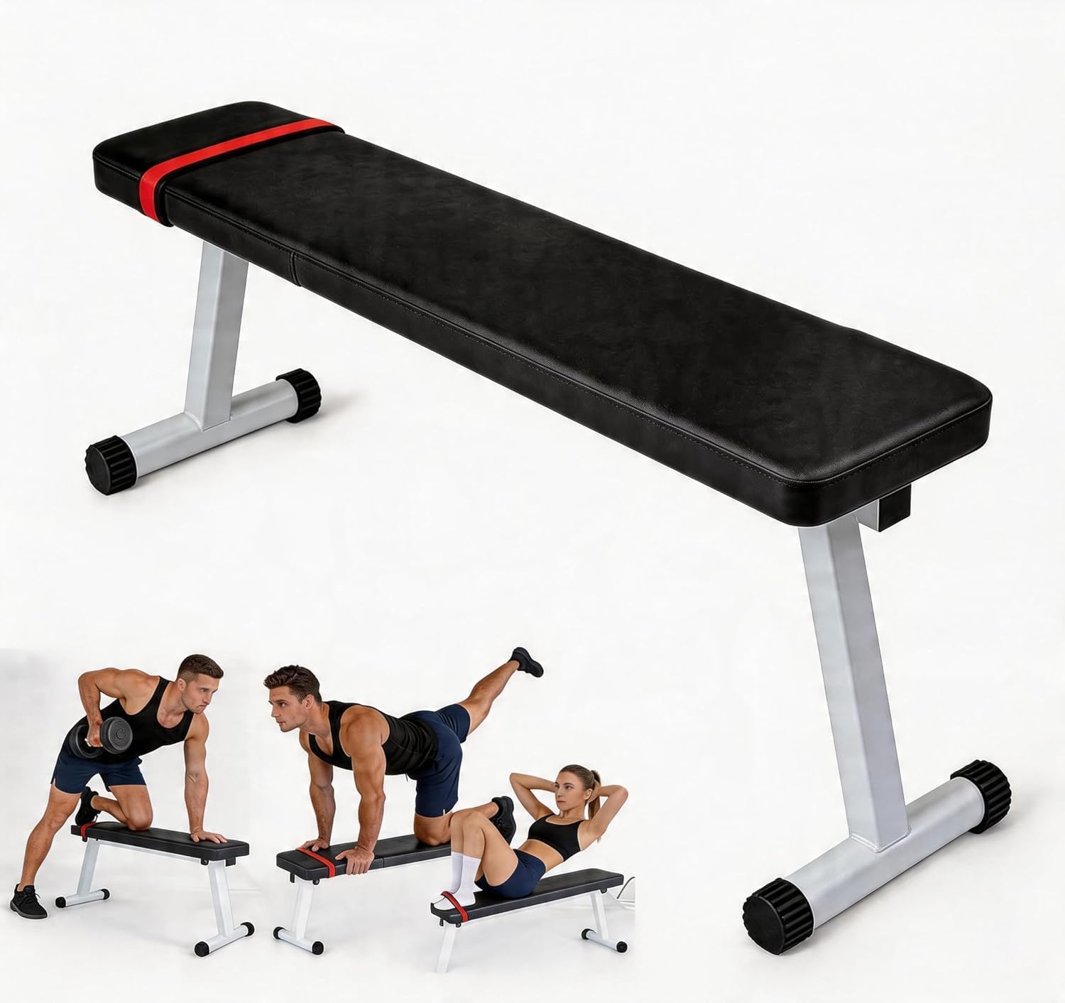Heavy-Duty Flat Weight Bench for Home Gym Strength Training 440 lb Capacity