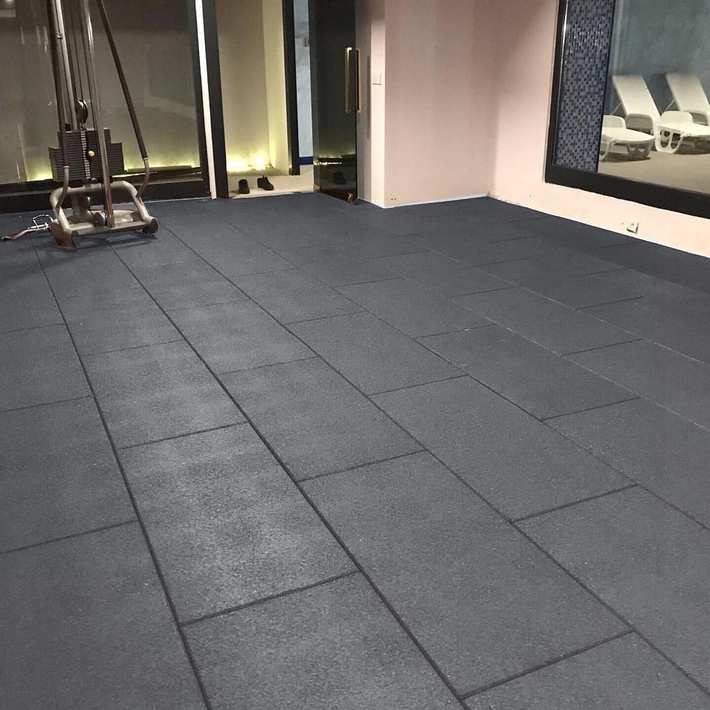 Cannons UK 20mm BeFit 1m x 50cm x 20mm Commercial Rubber Gym Flooring Garage, Grey or Black (Grey, 2m2 (4 mats))