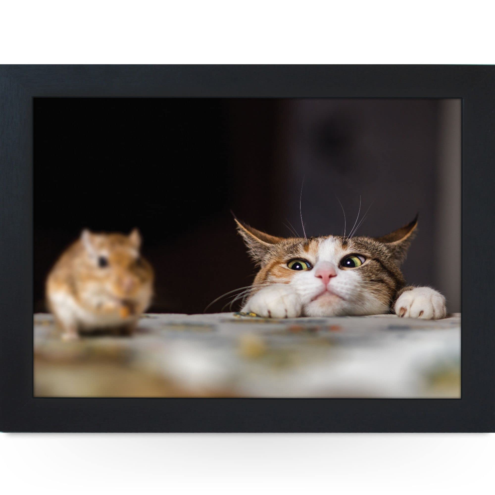 Fabulous Felines Multicolor Peekaboo Cat Cushioned Lap Tray Laptop Tray For Bed Laptrays For Tv Dinners Lap Trays For Eating With Cushion Handmade Wood Frame