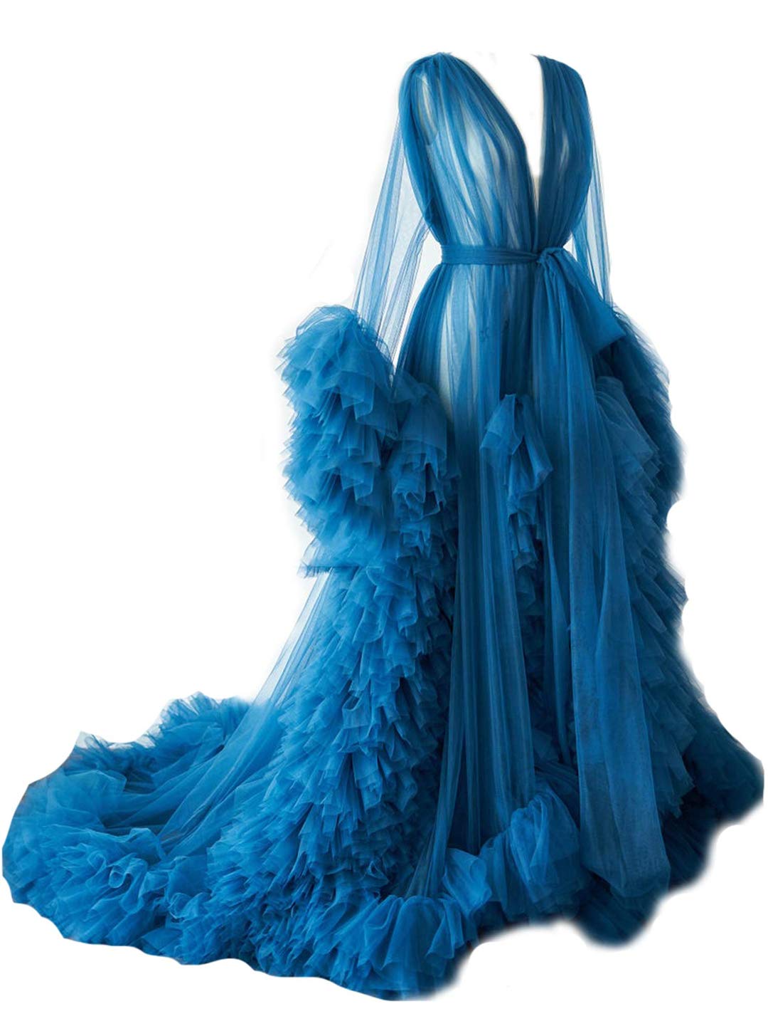 Kelaixiang Tulle Robe Long Lingerie Bridal Dressing Gown Puffy Nightgown Photoshoot