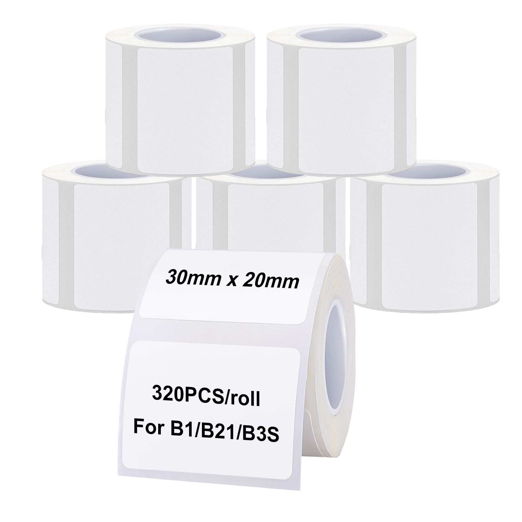 ToVii 30x20mm White Thermal Labels 1800 Pcs 6 Rolls for B3S M110 M120 M220