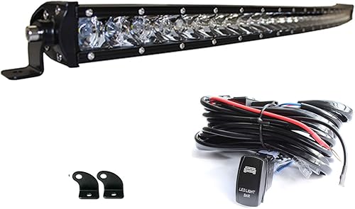 Barra de luz LED curvada AngelMa 31 pulgadas 150 W sola fila luz de conducción fuera de carretera luces coche furgoneta cámper carretera bulldozer