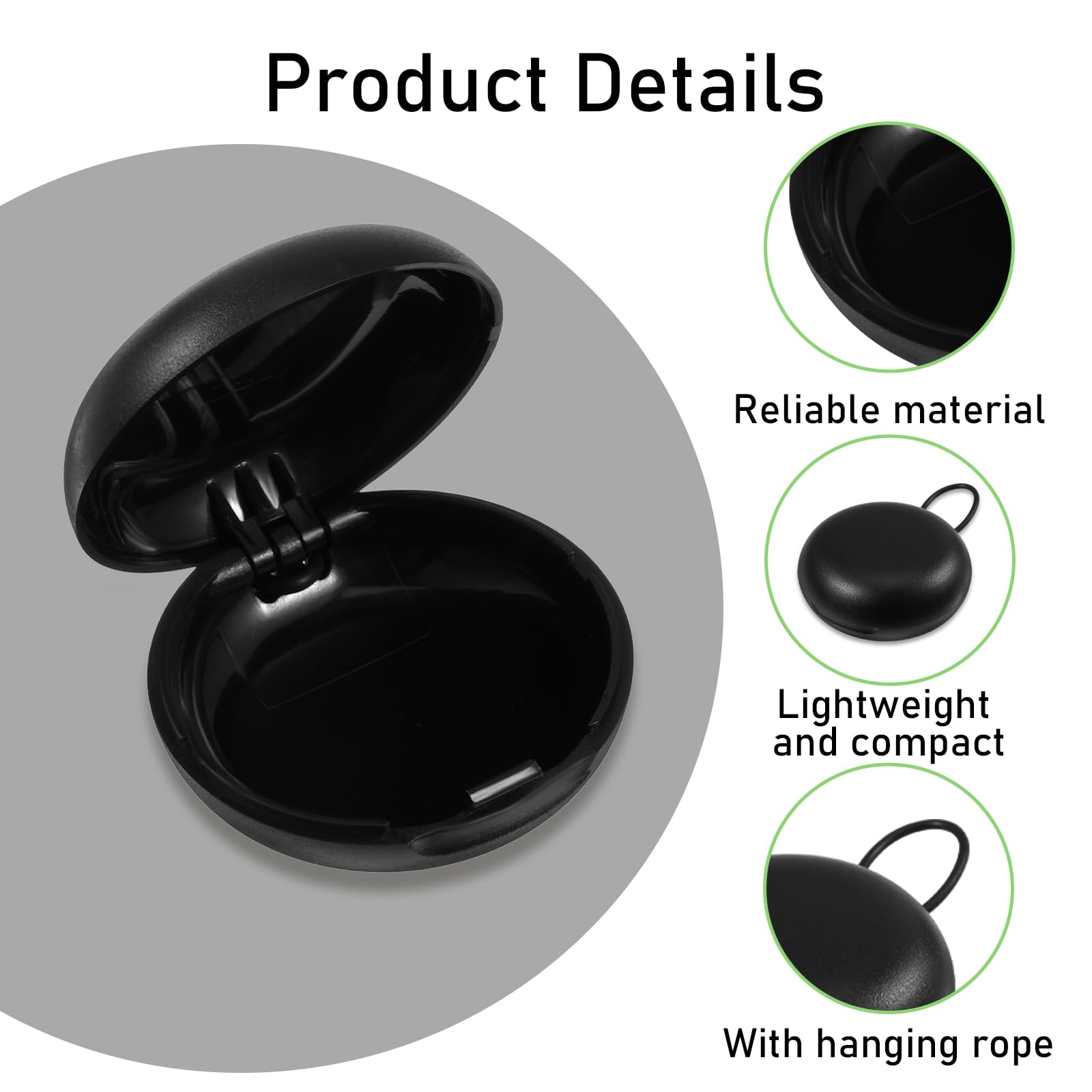 3 fundas de transporte para tapones para los oídos, mini estuche de almacenamiento potable, enchufe negro, funda redonda para actividades al aire libre, viajes, viajes de negocios, almacenamiento de