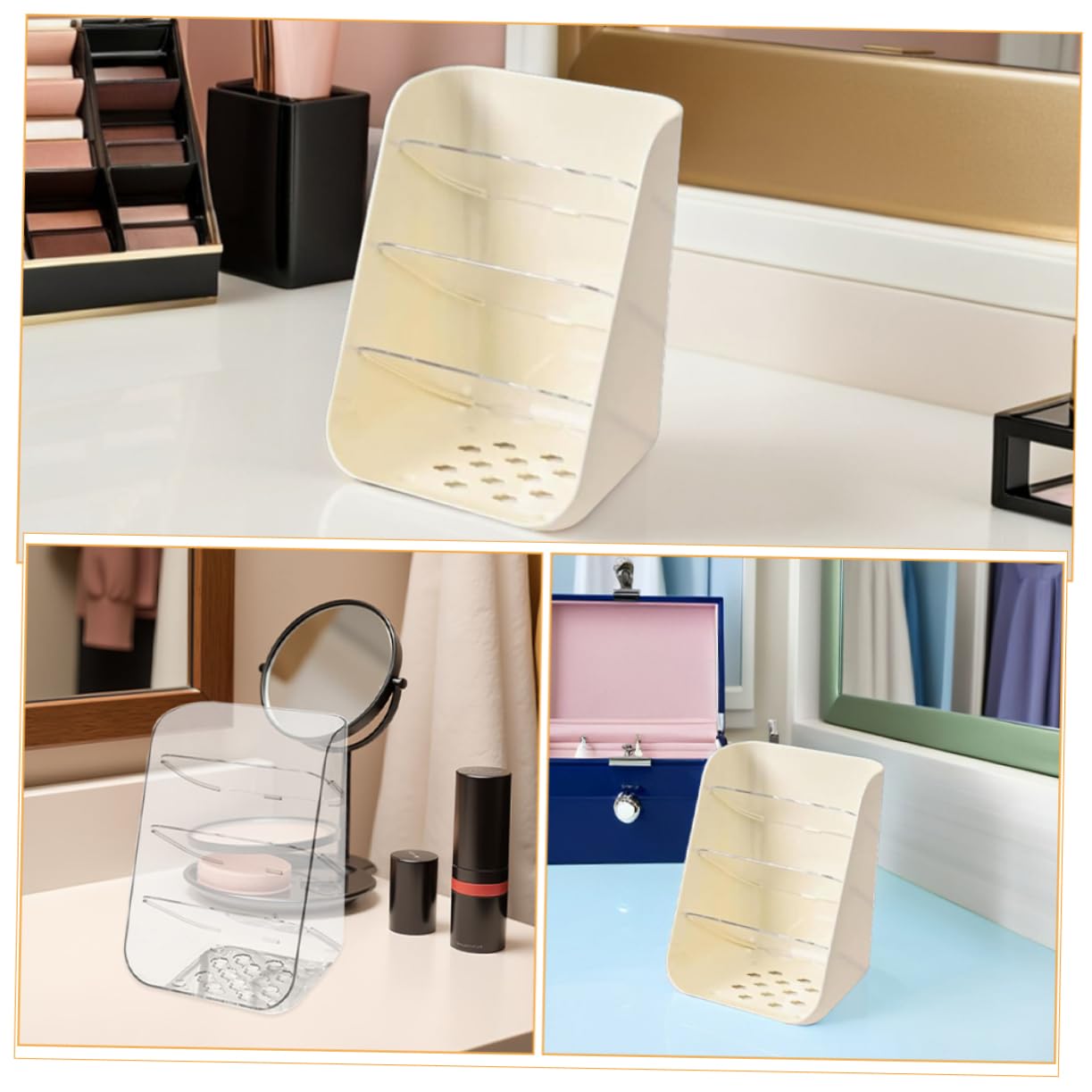 2pezzi Scatola Portaoggetti Trasparente per Scrivania Organizer per Scrivania Contenitore per Portapenne Organizer per Cancelleria in Plastica con Base Stabile