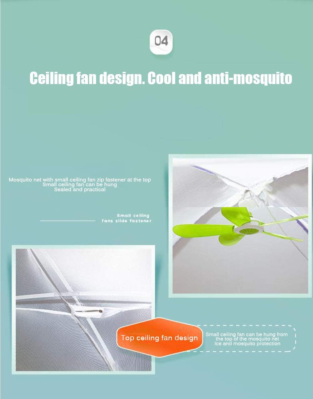 Mosquito Net, Bed Canopy Pop Up Foldable Easy to Setup with Bottom Anti Mosquito Bites for Bed Camping Travel Home Outdoo (Color : 2, Size : 1.8 * 2m)