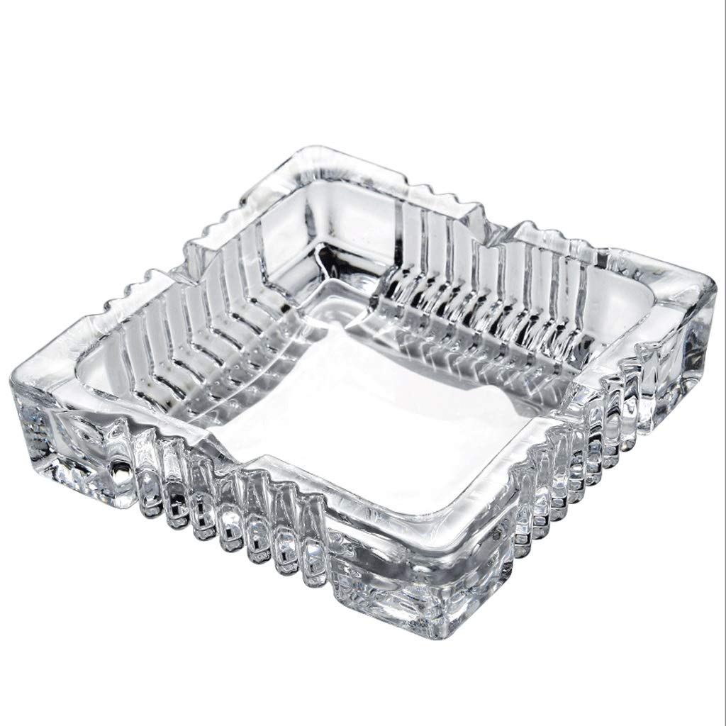 Cendrier Verre Géométrique Coupe-vent - Design élégant, Ø12cm - Pour Intérieur/extérieur - Avec Tapis Antidérapant