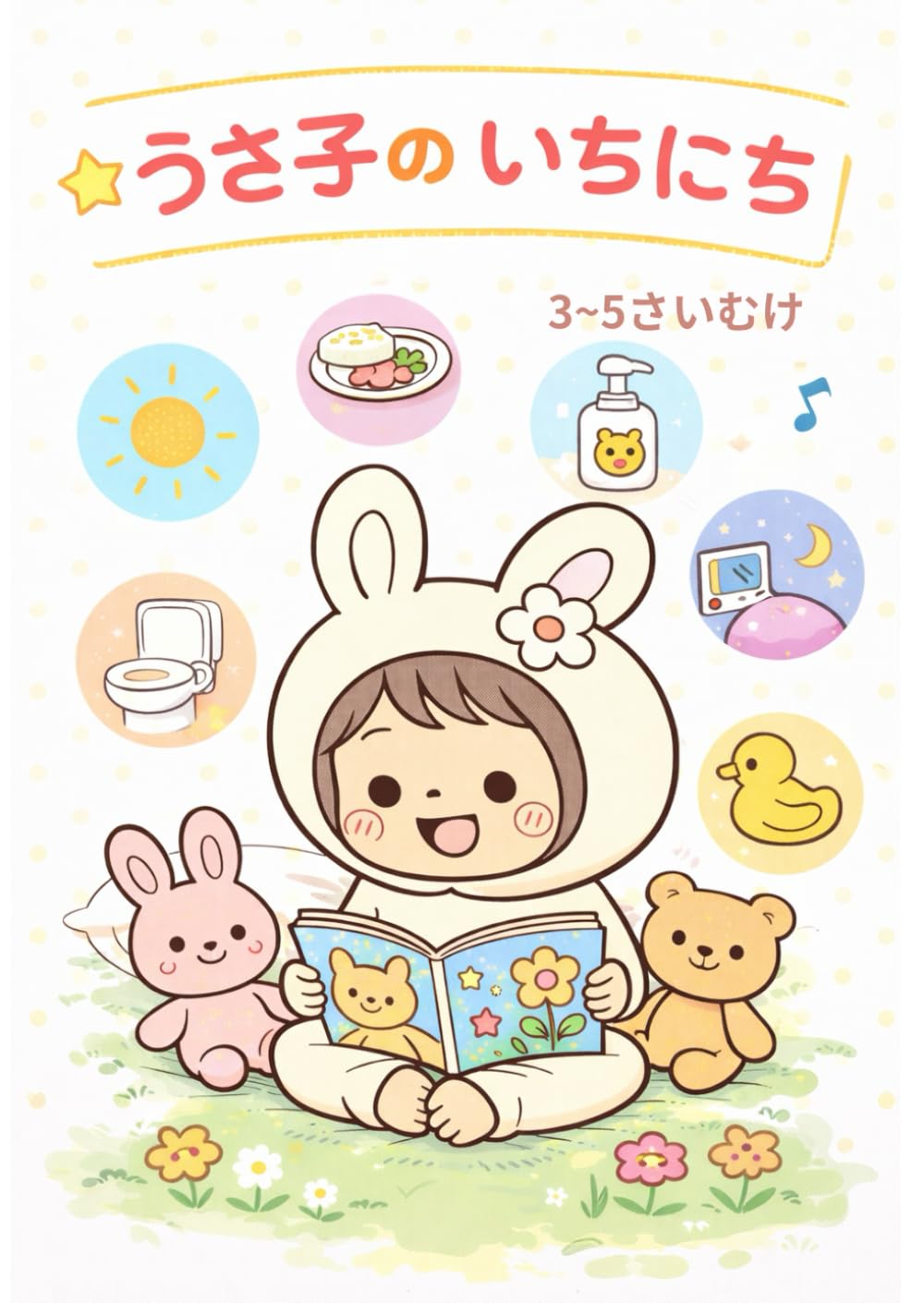 【ぬりえ】うさ子のいちにち