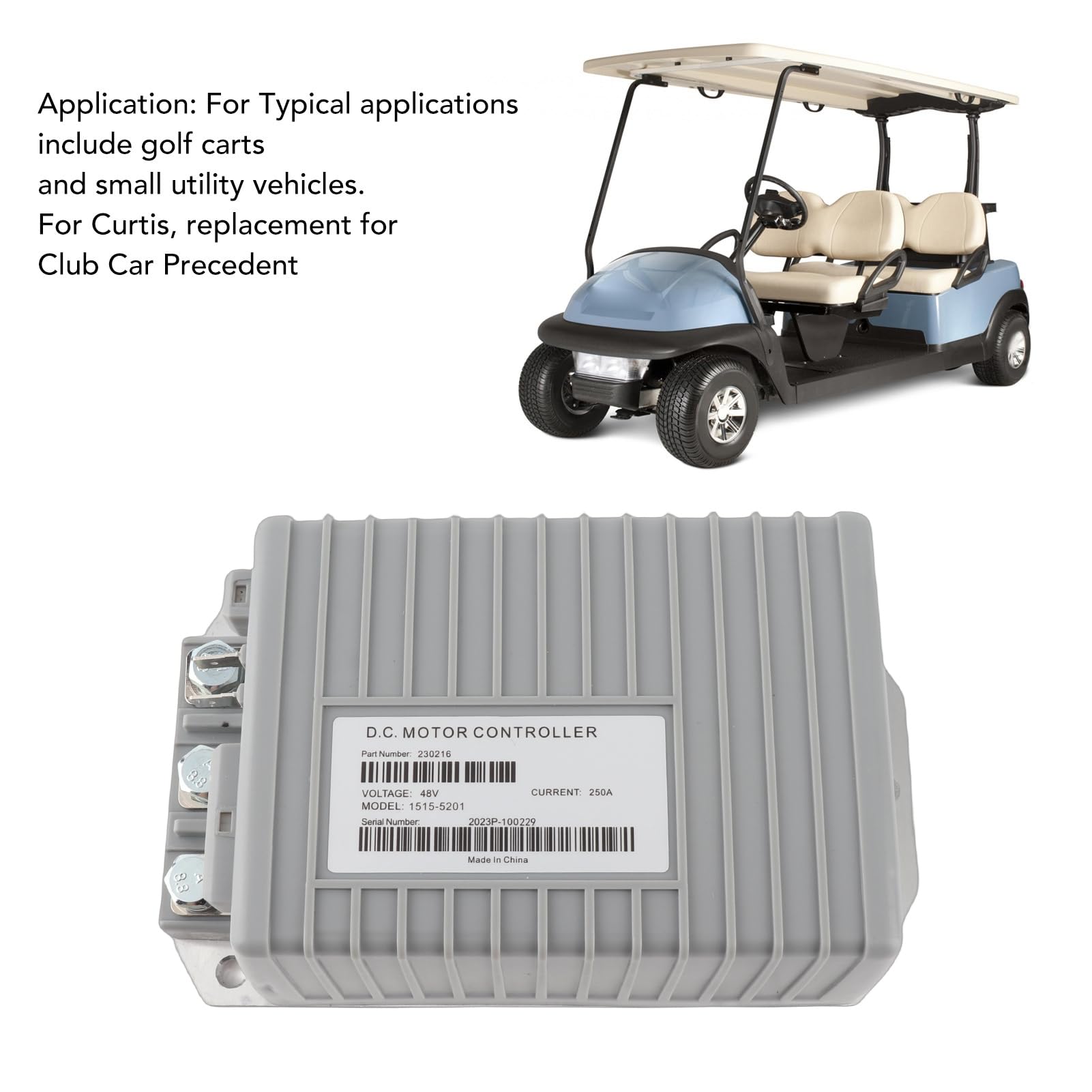 Ausla Controlador de Motor de 48 V , Metal y Plástico, Controlador de Velocidad de 250 A para Carritos Utilitarios y Precedentes de