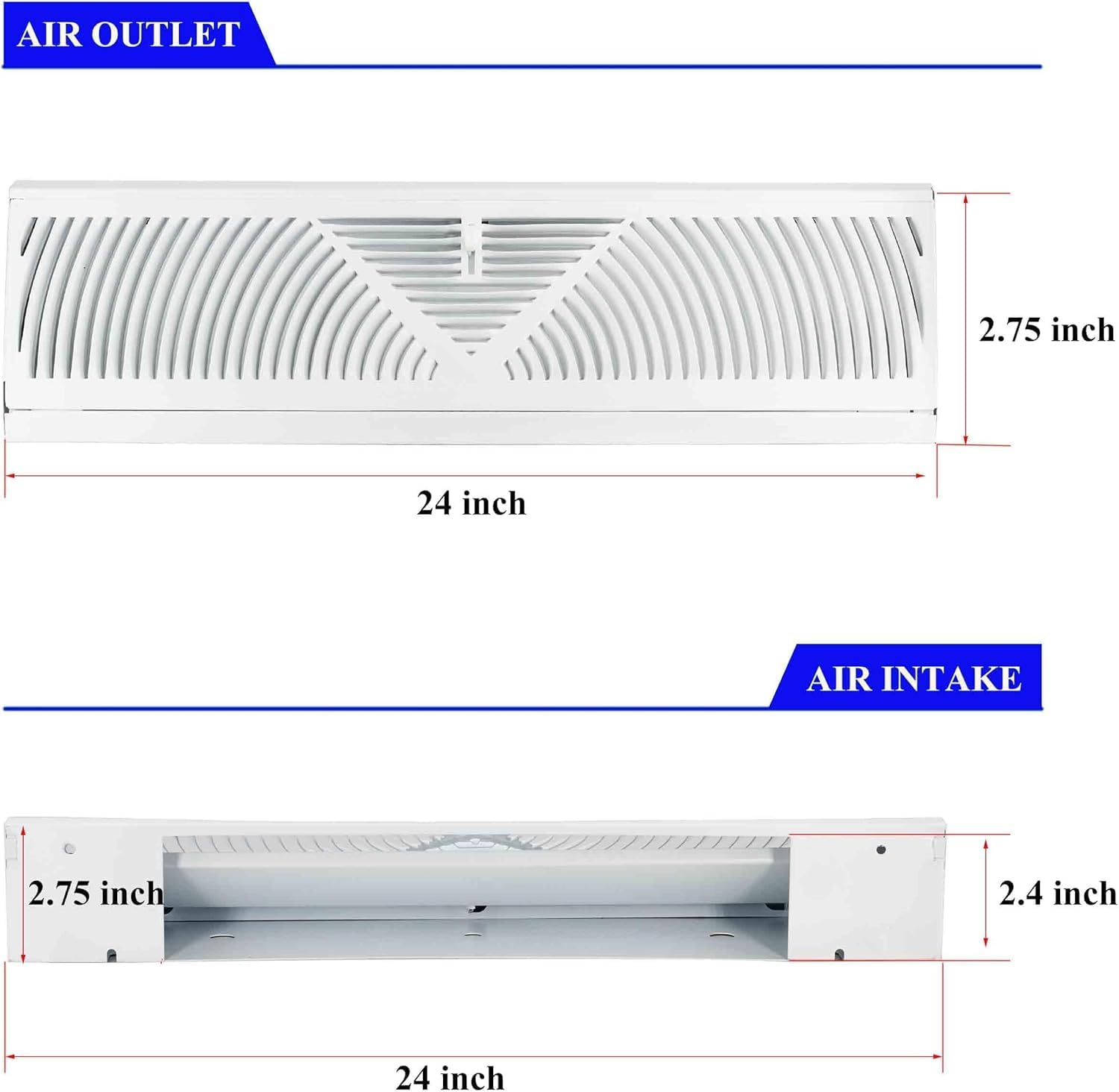 JUYO VONSAN 24 Inch Baseboard Register Vent Cover Grill Floor Wall Baseboard Diffuser Corner Vent Cover (1)