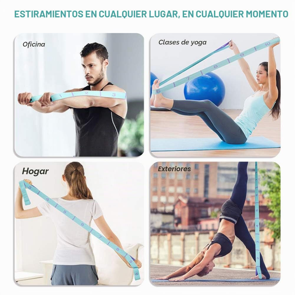 Bandas Elasticas Fitness, Banda de Estiramiento de Yoga para NiÑ s y Adultos, Banda Elástica de Resistencia con 11 Anillos, para Pilates, Yoga, Fitness, Gimnasia, Crossfit y Danza.