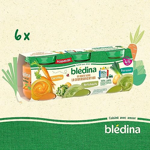 BLEDINA - Petits Pots pour bébé - Carottes, Artichauts, Poireaux - 80% d'ingrédients Français - De 4 à 6 mois - 18 pots x 130g – Image 4