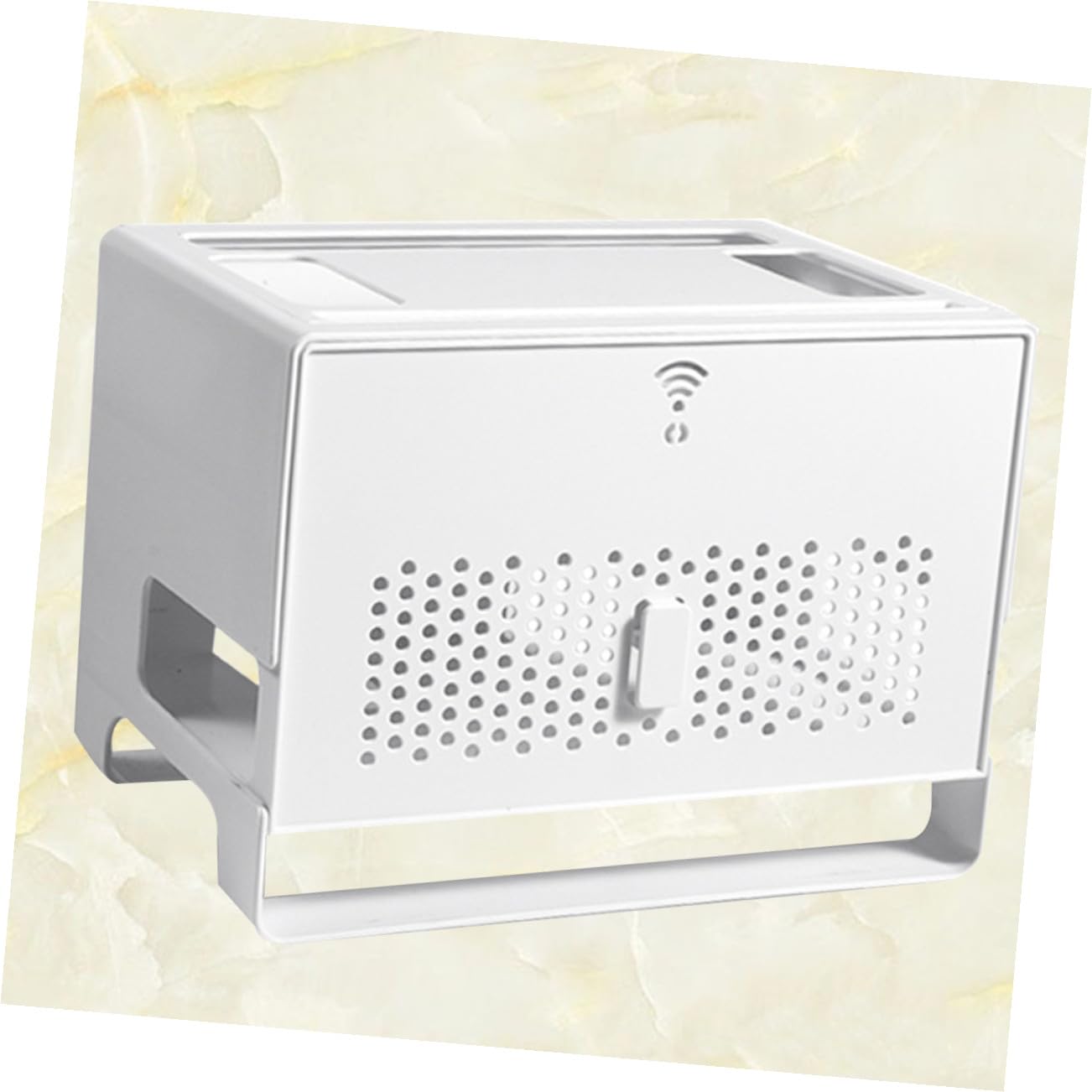 Contenitore Router Bianco Doppio Strato in Abs, Smontabile | Gestione Cavi Rete, Pannello Superiore Removibile, Schienale Traforato per Dissipazione, Uso Casa e Ufficio