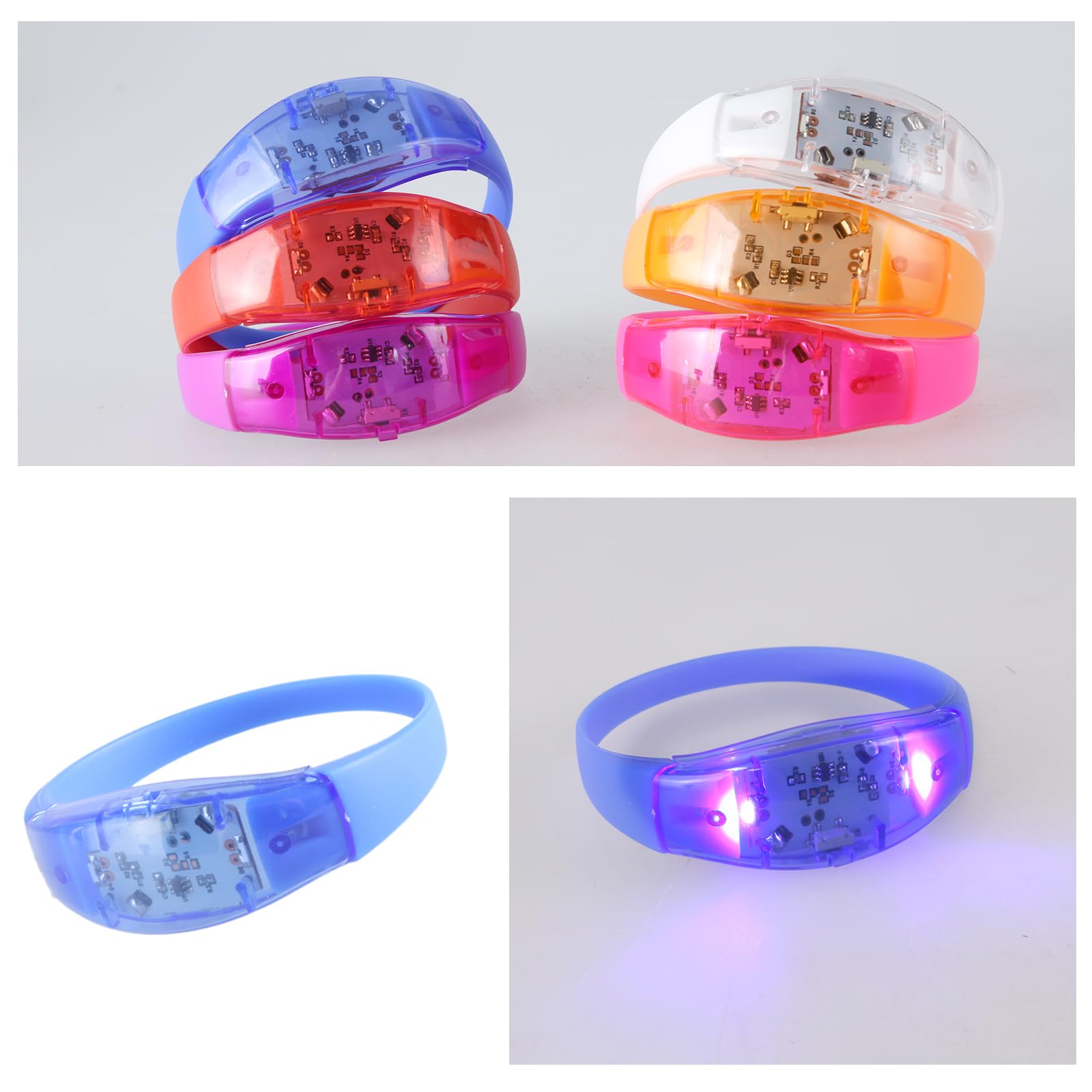 ljhnba Pack Of 10 Activated Bracelets Flashing Light Up Wristband Accessory Adjustable Size Wrist Bands Jewelry