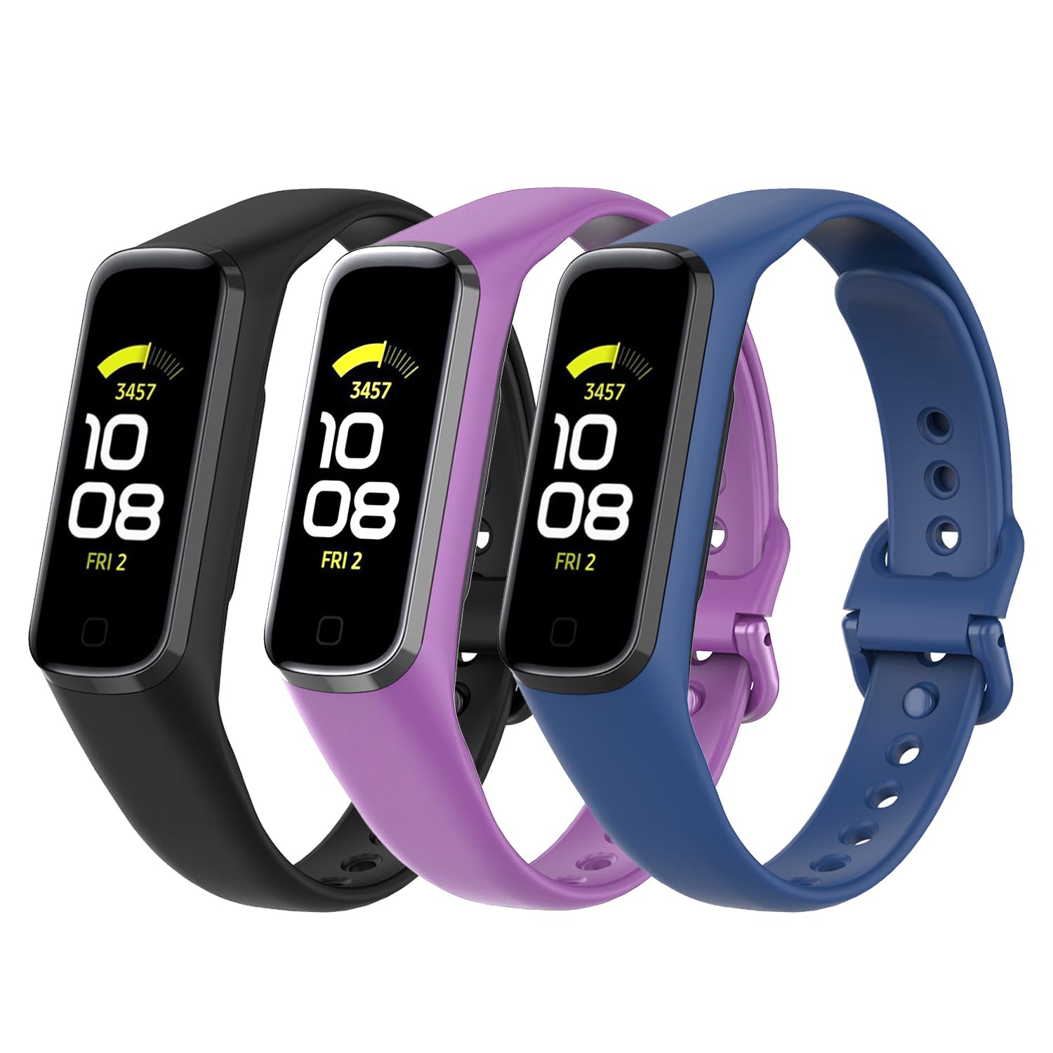 Gheper 3PCS Soft Silicone Replacement Wristbands Strap Compatible with Samsung Galaxy Fit2 SM-R220 Smartwatch Accessory Bands (Not for Fit E SM-R375 / Gear Fit 2 R365/ R360)