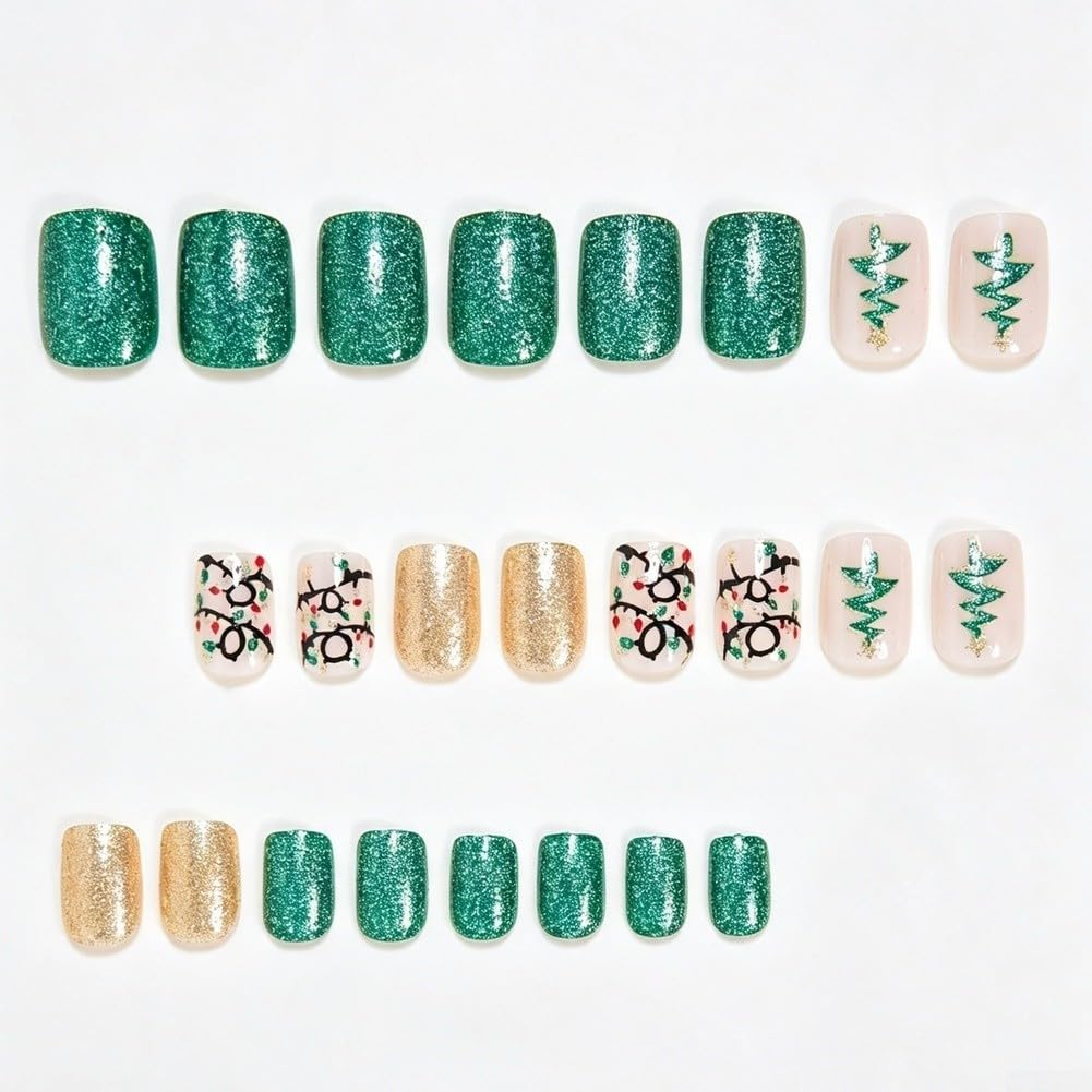 Uñas Falsas Resina ABS Base Nude con Purpurina