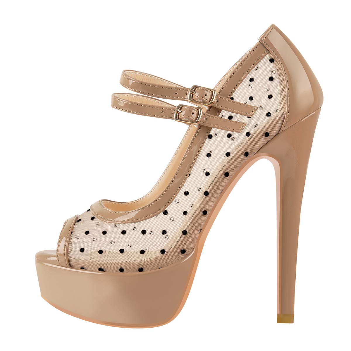Only maker Peep Toe Mary Jane Plateau Pumps mit Pfennigabsatz