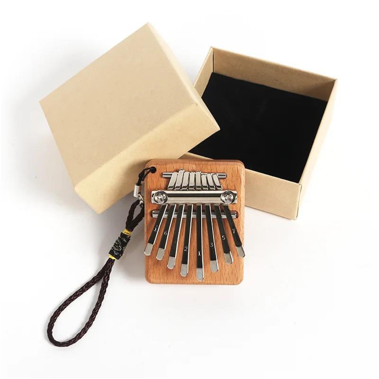 Piano De Pulgar Kalimba De 8 Teclas Accesorios De Madera De Haya Colgante