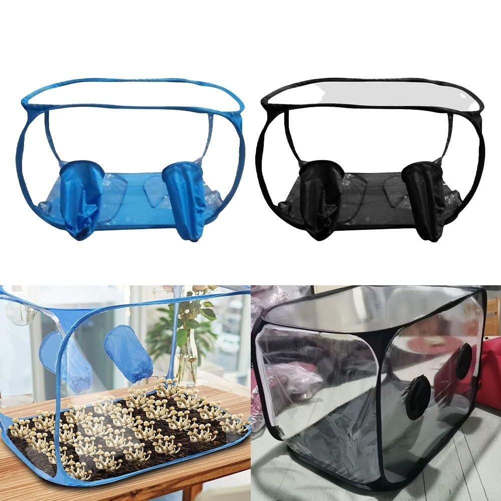 Minhe Tienda de cultivo de hongos portátil 60x60x90cm Cámara de crecimiento emergente con cremallera para principiantes y aficionados Blanco (negro)