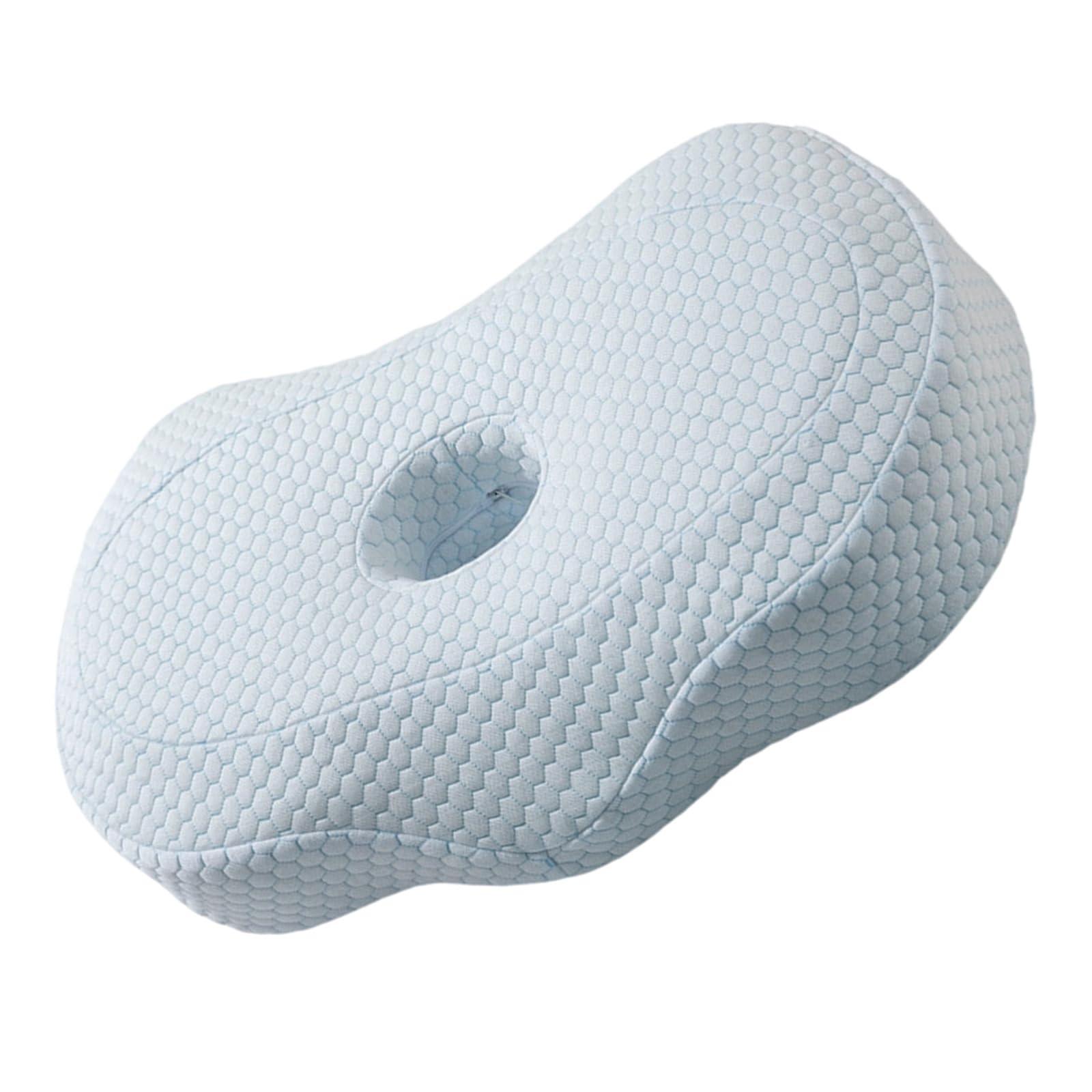 Carotoe T Blue Memory Foam Pillow Single-Hole Ear Pillow For Side Sleepers Needing Ear Uncomfort Relief And Pressure Relief