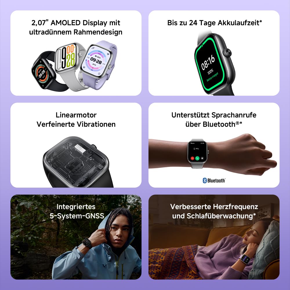 XIAOMI Redmi Watch 5 Smartwatch, Sport- und Fitnessüberwachung, 53mm AMOLED, 24 Tage Akkulaufzeit, 150+ Sportmodi, Herzfrequenzüberwachung, Schlafüberwachung, 5ATM, GPS, Android™ & iOS