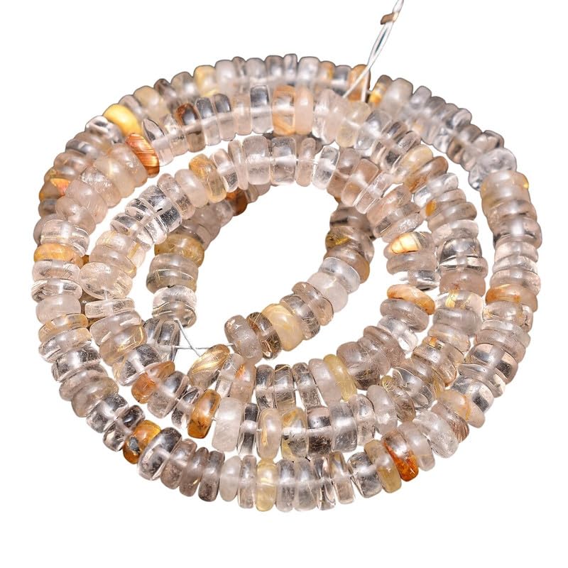 Cuentas heishi lisas de piedra preciosa de prehnita de 4 mm a 5 mm | Tira de rondelle de piedra preciosa múltiple de 16 pulgadas | Cuentas de piedra preciosa semipreciosa de prehnita natural