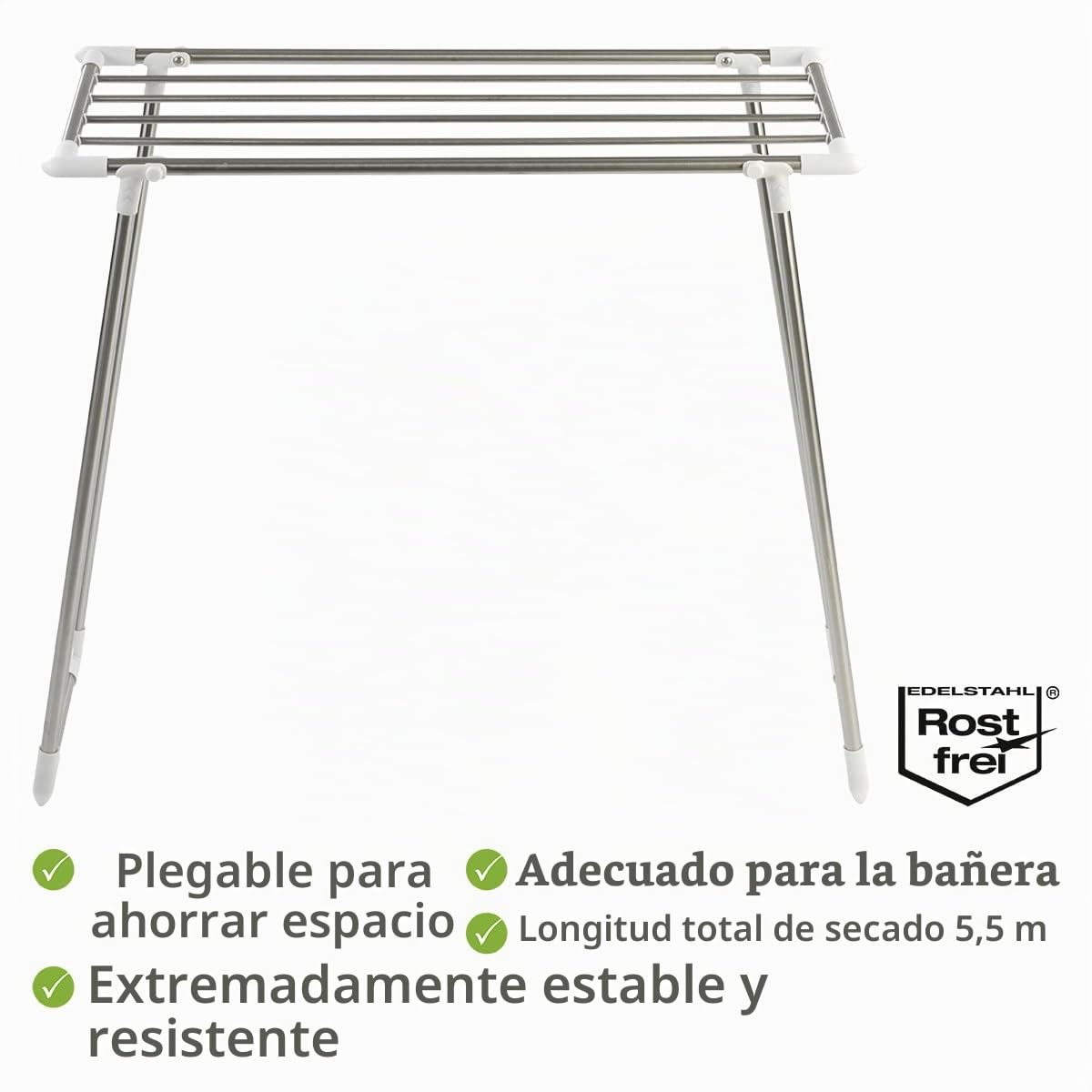Wenko Tendedero Profi Single, 5.5 m Longitud de Secado, Acero Inoxidable, 87 x 79 x 39 cm, Color Plata Mate