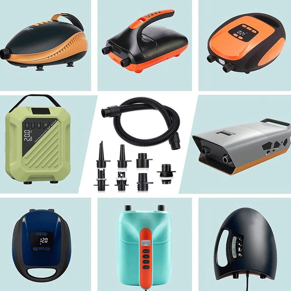 Juego de adaptadores de bomba de tabla de remo, manguera universal de bomba de aire SUP con 7 boquillas, conector de válvula inflable para accesorios de bomba de tabla de remo eléctrica