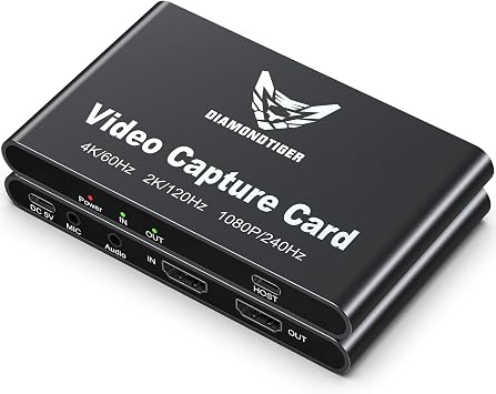 HDMI Capture Card for Streaming and Recording - 4K@60HZ, 1080P@240HZ, HDR VRR Pass-Through, Near Zero Latency Video Capture Card for PS5, Xbox Series X/S, Nintendo OBS , Twitch, YouTube