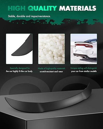 Miniatura 4 de SCITOO Alerón lateral compatible con Dodge Charger Sedán 2011-2020 negro mate estilo Hellcat para alerón trasero del maletero