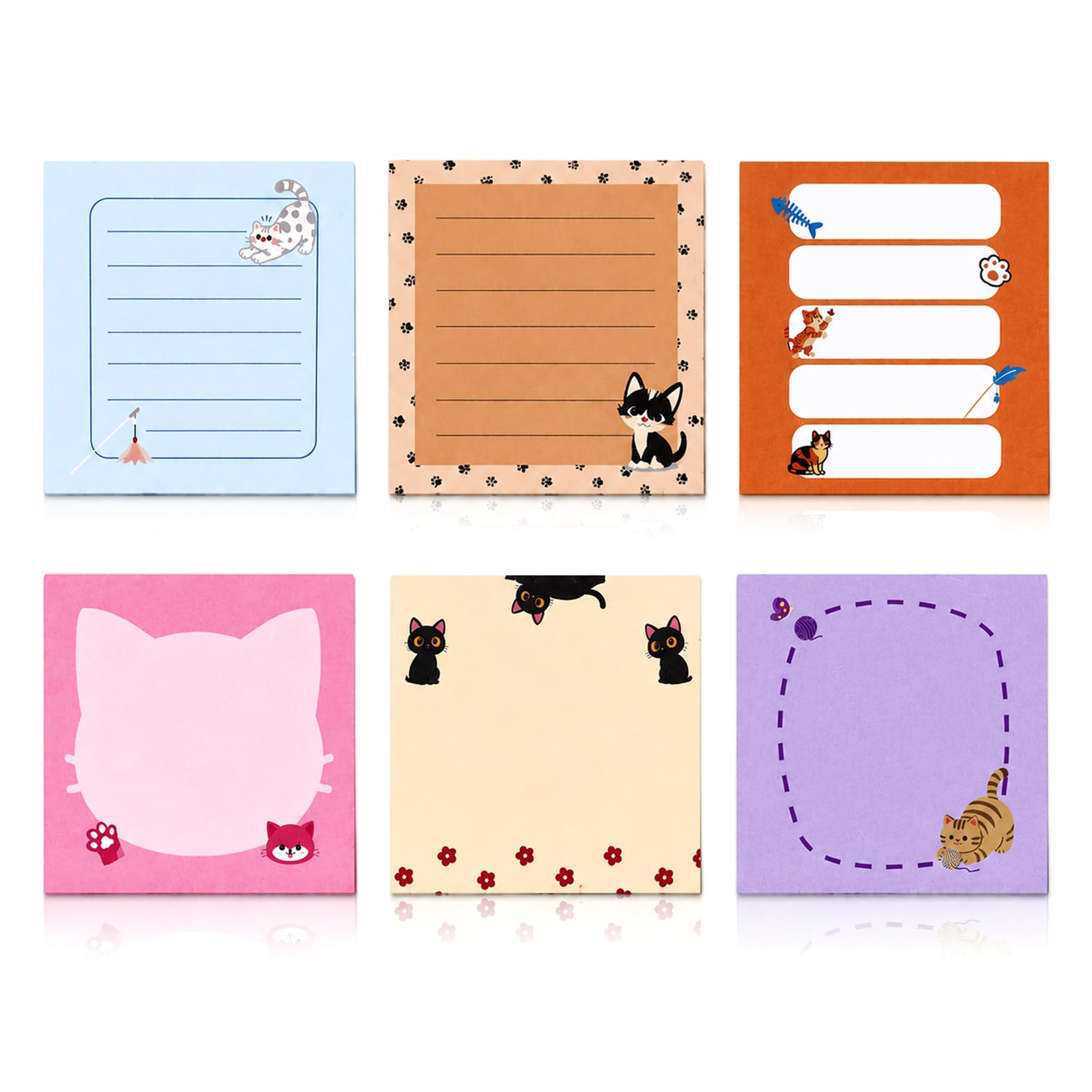 Foglietti adesivi 3x3 carino Sticky Notes Cat autoadesivi 80 fogli 6 blocchi divertenti animali note pad insegnante ritorno a scuola forniture e prodotti per ufficio