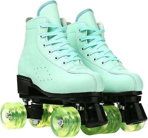 Miniatura 2 de Patines de ruedas para mujeres y hombres, zapatos de cuero vacuno clásicos de doble fila, patines de cuatro ruedas para hombres y niñas, unisex