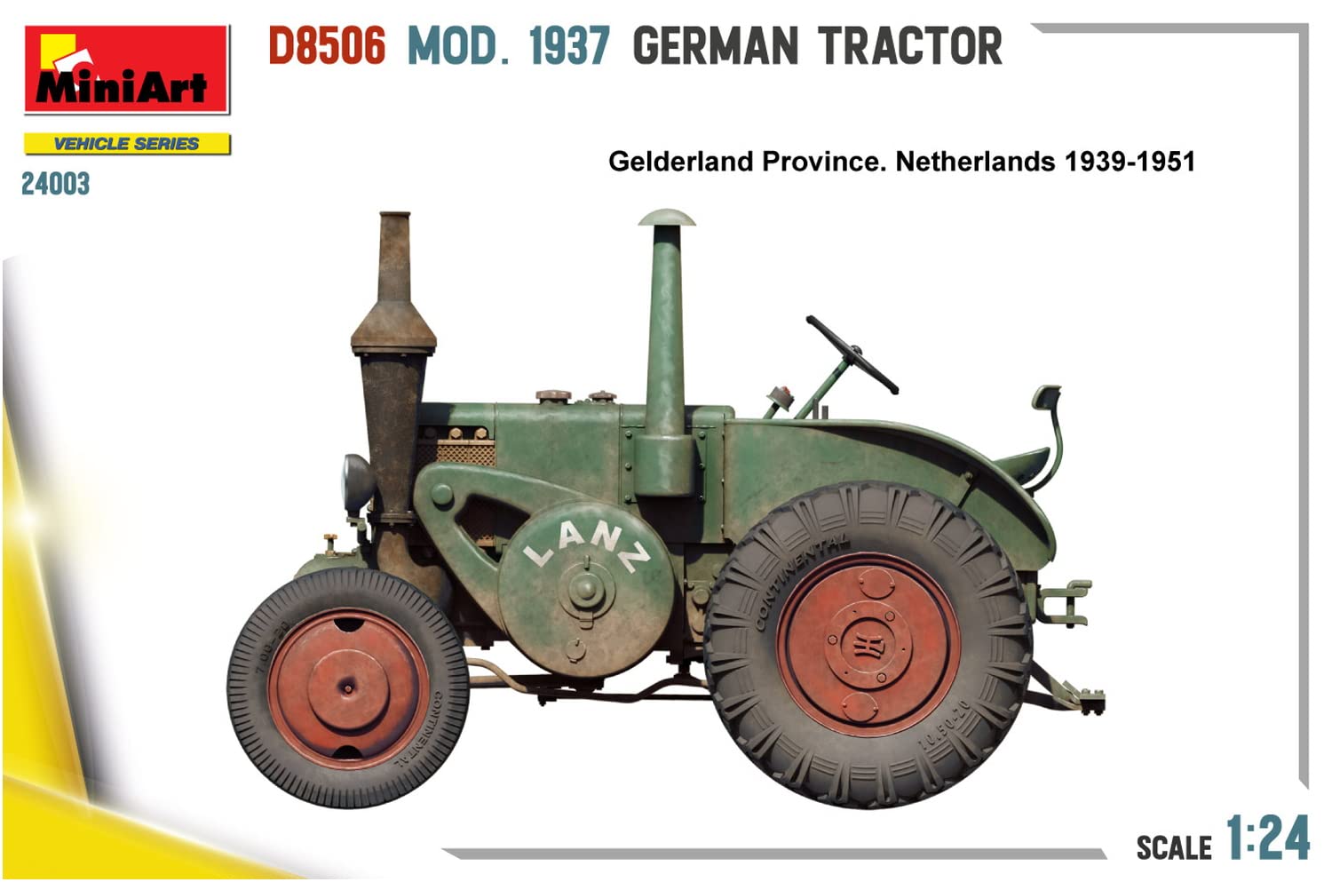 MiniArt 24003 1:24 Dt. Traktor D8506 Mod. 1937 - originalgetreue Nachbildung, Modellbau, Plastik Bausatz, Basteln, Hobby, Kleben, Modellbausatz, Zusammenbauen, unlackiert