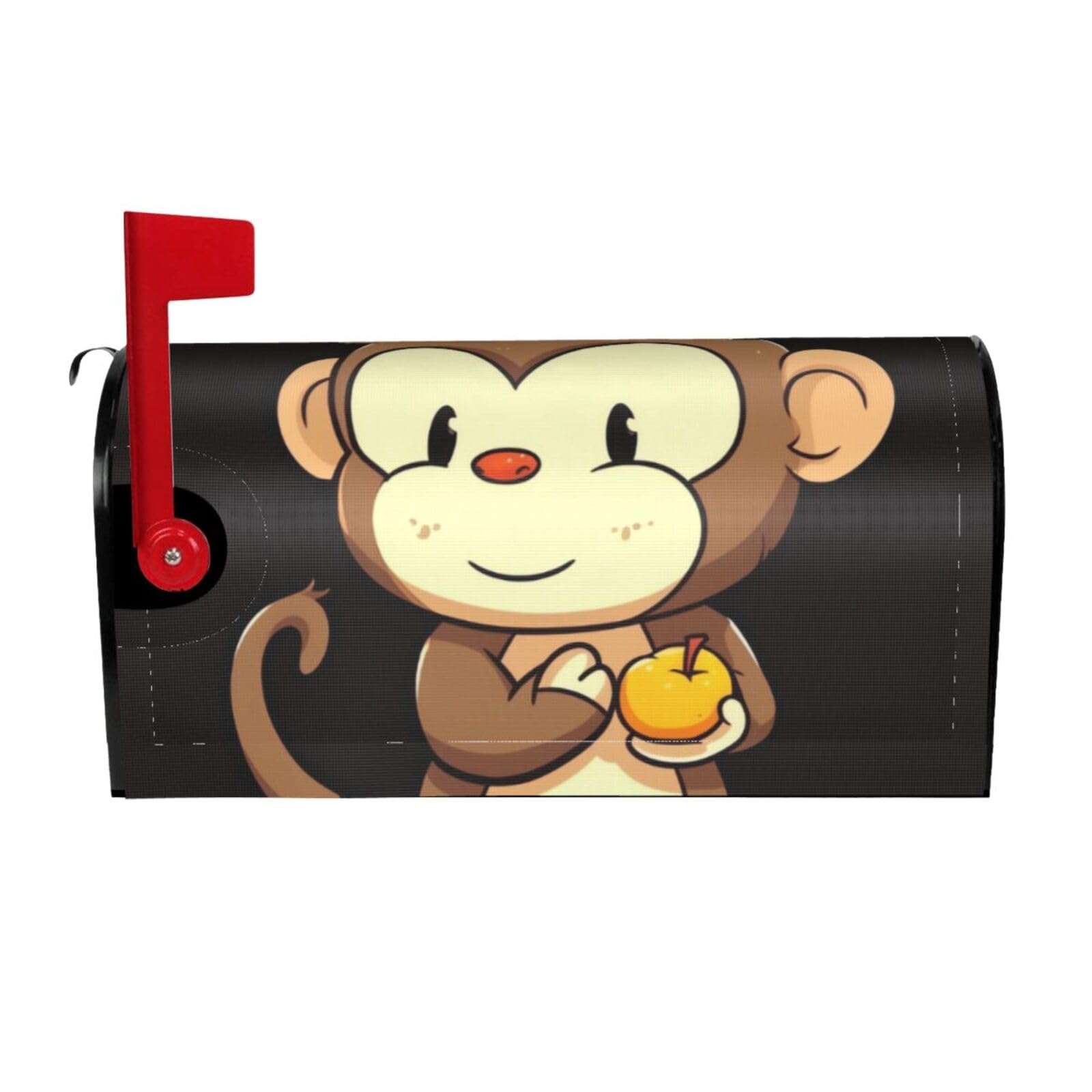 Cartoon Monkey Holding Fruit Mailbox Covers Magnetic Wraps Post Letter Box Cover Garden Home Decor 25.5x21 in