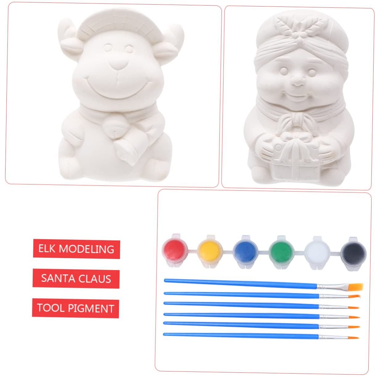 Abaodam 2 Stück Selbstgemacht Statuen aus Keramik zum Malen Handbemalte Weihnachtsdekoration mit Realistischem Look