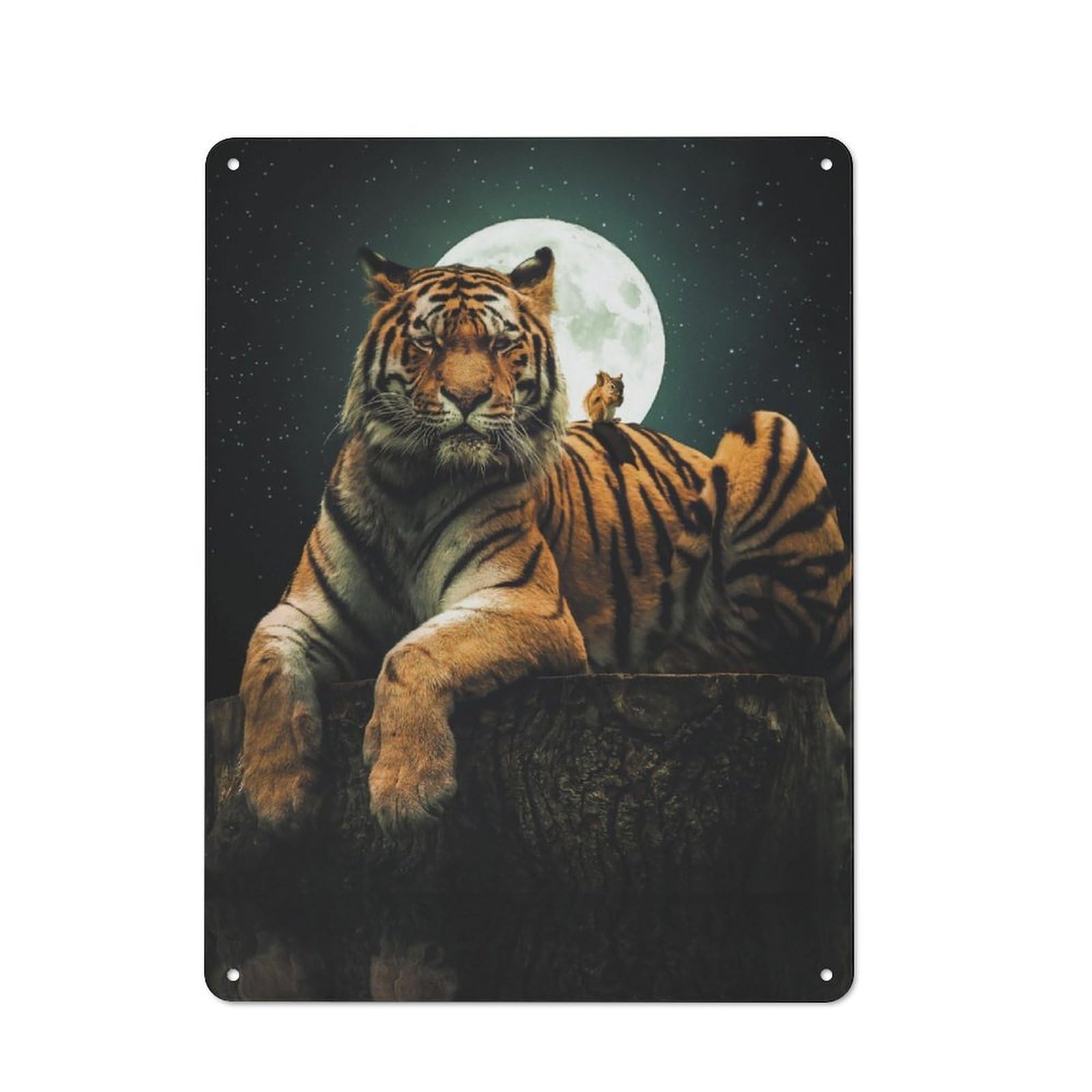 Junmoney The Tiger And Squirrel Rustic Tin Sign 40X30cm Featuring For Bar Or Restaurant, A Housewarming Gift For Bar Decor Enthusiasts