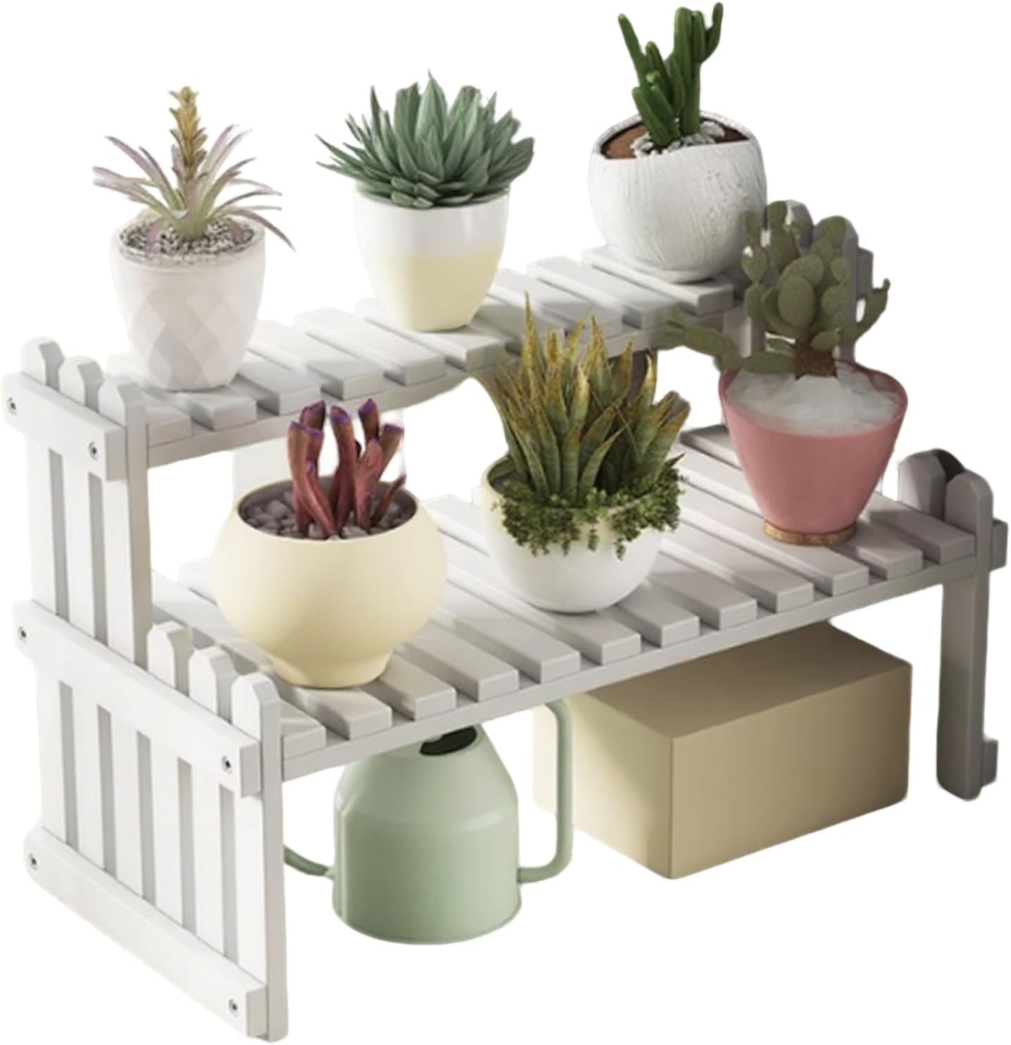 Plant-Racks Window Sill Succulent Plant Stand Floor-Standing Indoor Bay Window Shelving Unit Multi-Tier Office Desk Decorative Storage Rack(White,40 * 20 * 30cm)