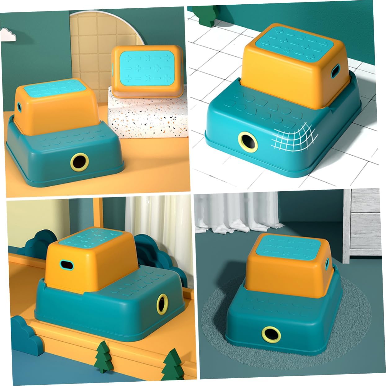 Stool for Boy Girl Non- Bathroom Safety Foot Stool for Easy Teeth Brushing Potty Training Sturdy Stable Design Peacock for Sink Toilet Use