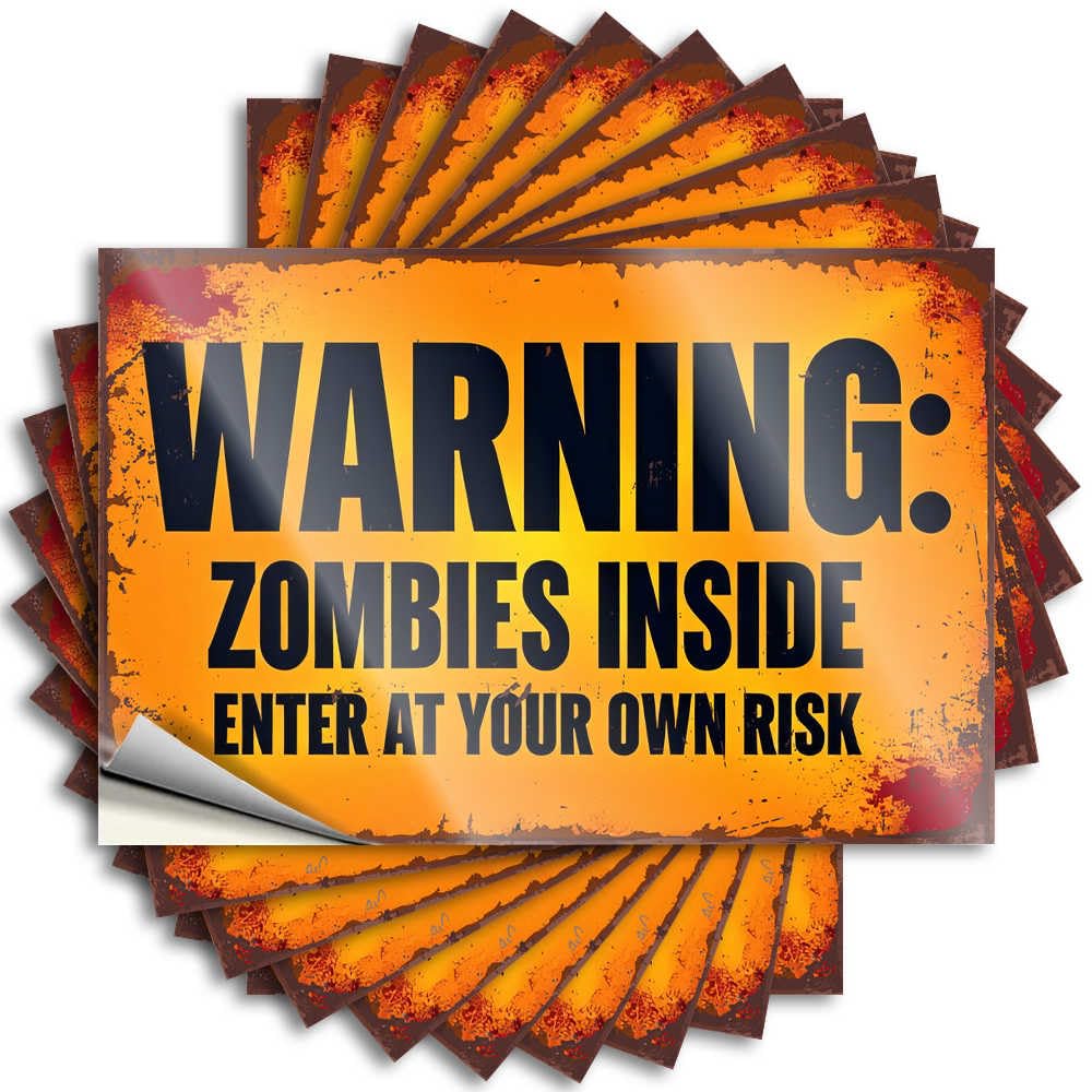 Bedroom Decorations Laptop Tattoos | Zombie Warning: Enter At Your Own Risk Neutral for Billiards Decor(8X12CM)