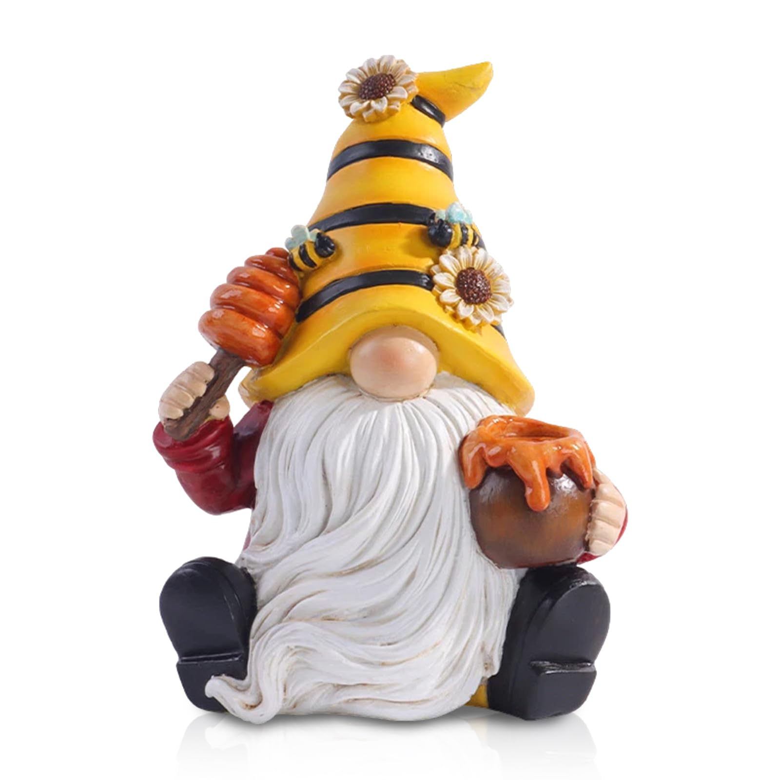 Garden Gnome Ornament, Outdoor Bee-Themed Resin Statue, Handmade Yellow Garden Gnome for Garden Patio Yard, Waterproof Durable Outdoor Ornaments for Bee Lovers, Unique Gift for Spring Day