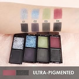 CAKAILA Wine Red Black Two Color Matte Shimmer Eyeshadow,Bright Eye Shadow Powder,Professional Long-Lasting Waterproof Makeup Palette,Easy-To-Apply and Compact for Travel