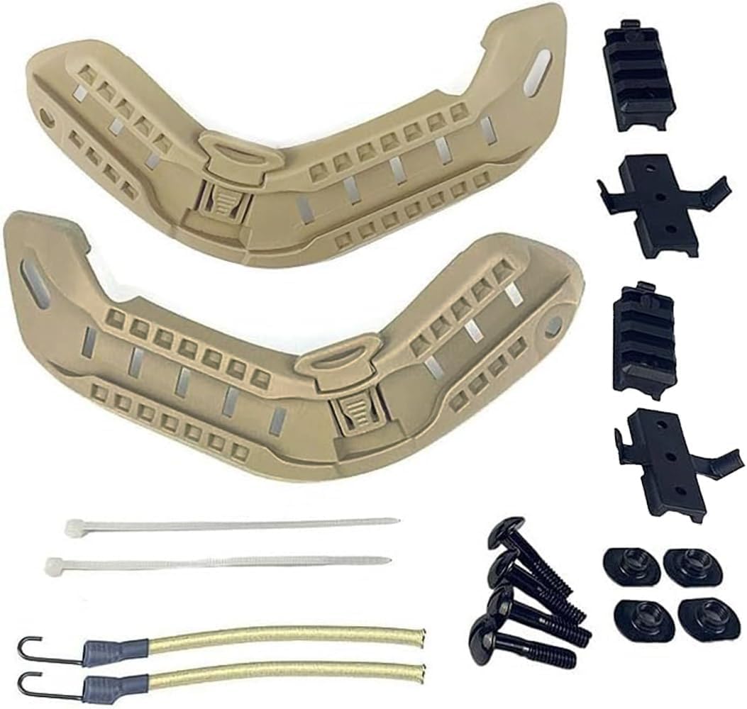 Airsoft Paintball Military Side Rail Set Guide Accessories for MICH PASGT Helmet Multi Color (Dark Earth)