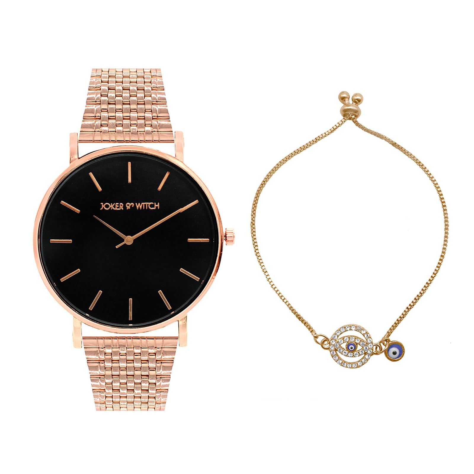 Joker & Witch Stainless Steel Women Lailani Analog Watch Bracelet Stack, Band Color-Rose Gold, Dial Color-Black (B0C7L7D1M7) Amazon Price History, Amazon Price Tracker