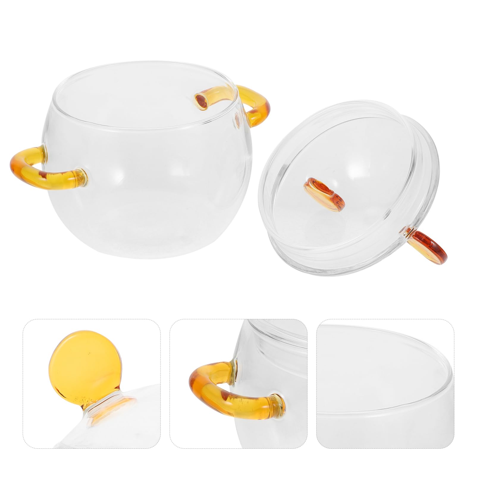 MOLUCKFU - Glass Cooking Pot with Lid Double Handle Soup Stewpan Borosilicate Material for Home Cooking and Steaming for Families and Ramen Noodles