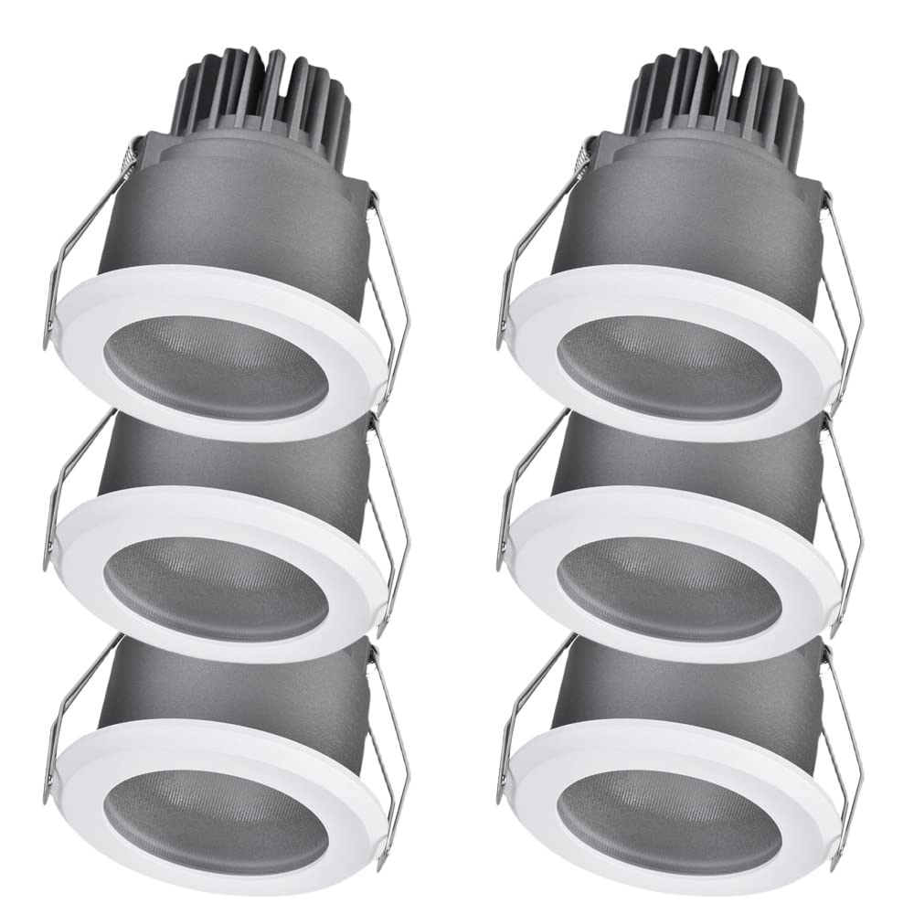 YNBSHGAA 6 Pcs Waterproof Downlight Baffle Trim 6W/8W/10W/12W Round Bathroom Spot Lights Beam Angle 36° Round Recessed Spot Lights Bathroom Ceiling Light 3000K/4000K/6000K,6w-4000K
