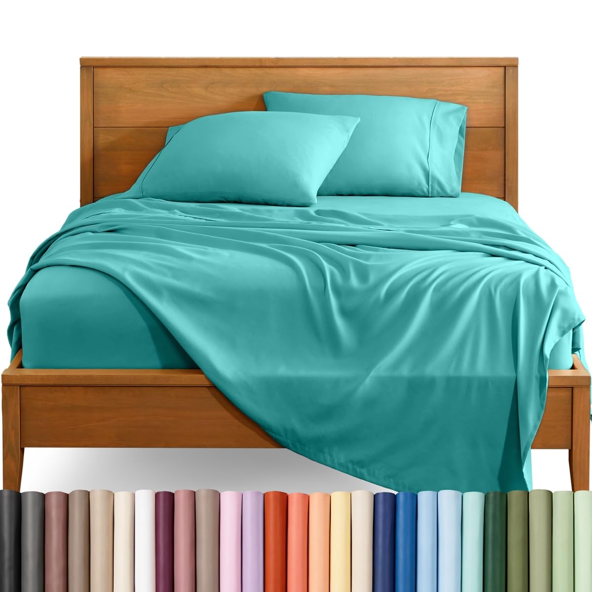 Bare Home Queen Sheet Set - 1800 Ultra-Soft Microfiber Bed Sheets - Double Brushed Breathable Bedding - Hypoallergenic – Wrinkle Resistant - Deep Pocket (Queen, Turquoise)