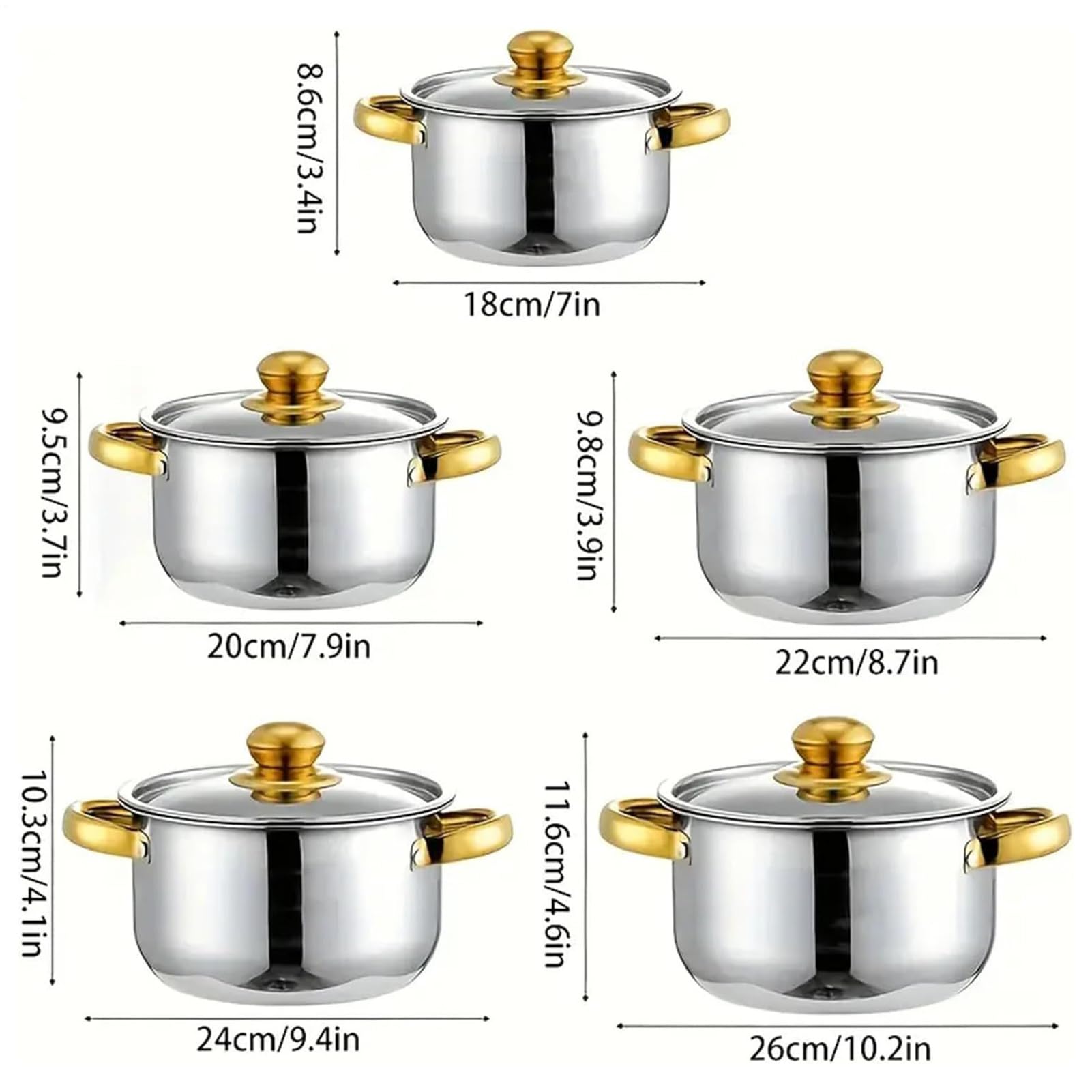 Topfset antihaftbeschichtet mit Glasdeckeln | Küche Induktion Kochgeschirr Set für Suppe Pasta Eintopf Schlafsaal Haus Haushalt Wohnung Restaurant
