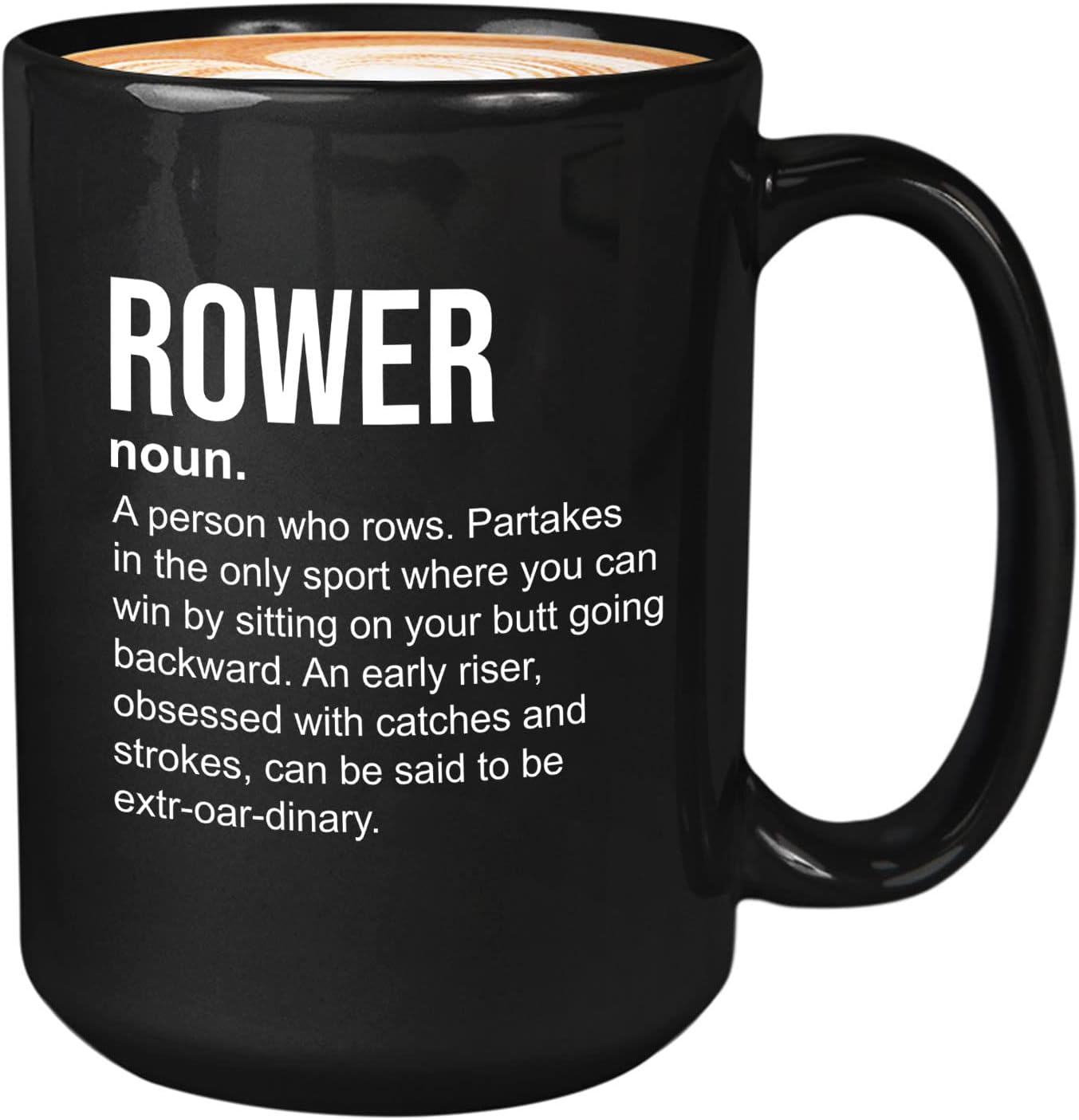 Bubble Hugs Rowing Coffee Mug 15oz Black Rower Definition