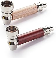 REASUR 2-Pack Realistic Wood Grain Tobacco Pipes with Cleaner, Tamper Tool, Black Bag & Case - Everyday & Gift Set